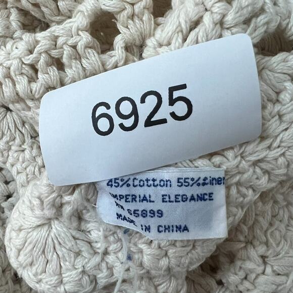 Imperial Elegance Tablecloth Cream Knit Floral Linen & Cotton Blend 48x29 - Picture 7 of 11